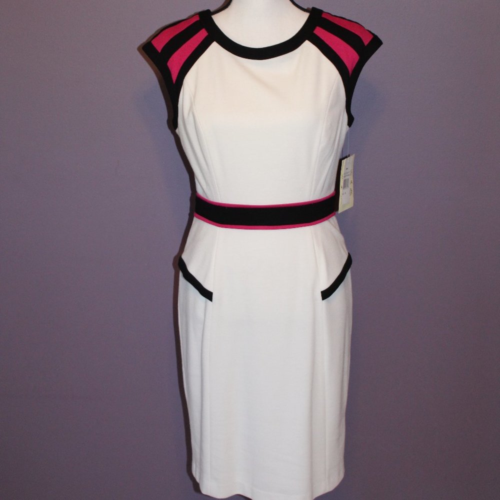 NWT Sangria White Cap Sleeve Fitted Knit Dress 8